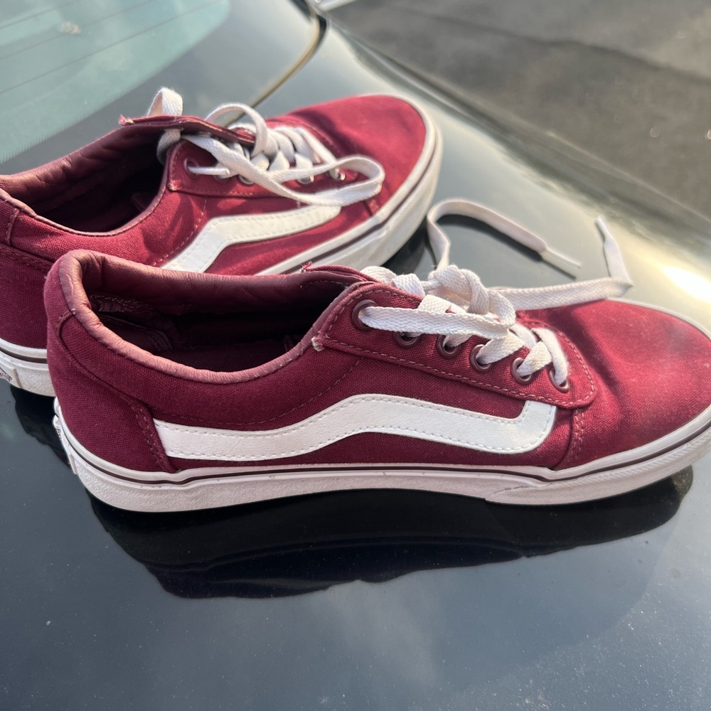 Vans Burgundy and White Sneakers